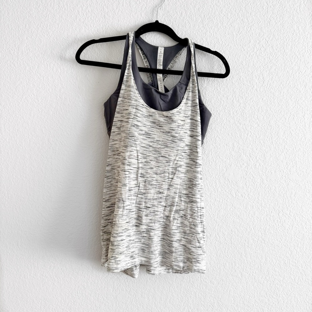Lululemon Twist & Toil Tank Sports Bra 2 in 1 heathered grey size 8